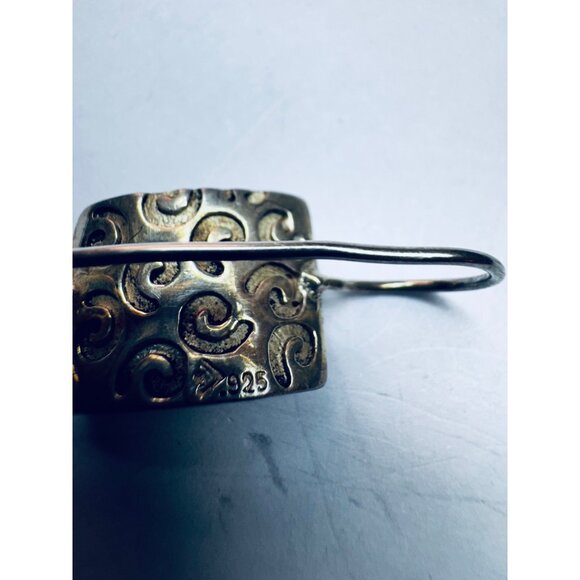 Vintage 925 Sterling Silver Swirl Dangle Earrings Artisan Estate Jewelry Pair US - Picture 10 of 10